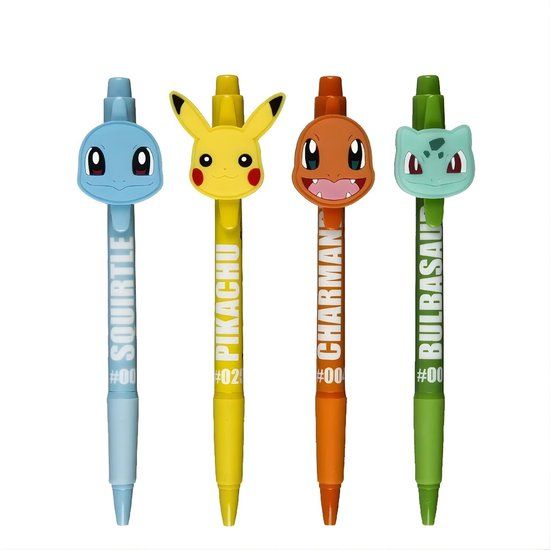 Pokémon Balpennen - set 4x stuks - multi kleuren
