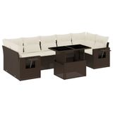 vidaXL Loungeset 8-delig avec coussins, polyrotin, brun