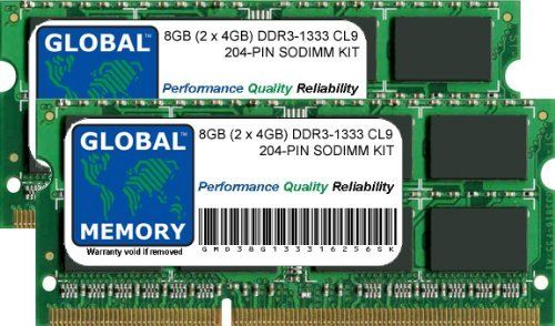 GLOBAL MEMORY 8 GB (2 x 4 GB) DDR3 1333 MHz PC3-10600 204-PIN SODIMM GEHEUGEN RAM KIT VOOR INTEL MAC MINI/MAC MINI SERVER (MID 2011) & INTEL IMAC (MID 2010 - MID/LAAT 2011)