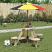 Prolenta Maison Exclusive Picknicktafel voor 4 kinderen met parasol, gemaakt van rond hout