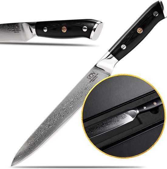 VDN Vleesmes damaststaal - Elegance serie - VG-10 Japans damascus - 67 lagen staal
