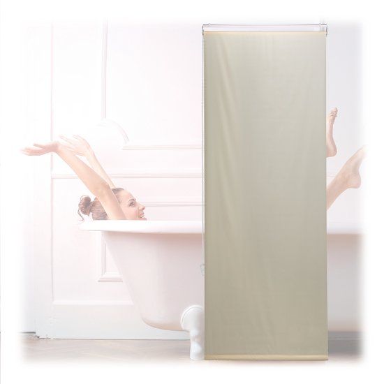 Relaxdays Douche Rolgordijn - 60 x 240 cm - Beige - Waterafstotend