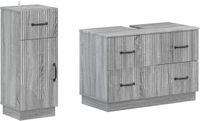 vidaXL - 2-delige - Badkamerkast - Set - HOORN - Grijs - Sonoma - Bewerkt - hout