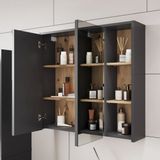 Vicco Viola Badkamerspiegelkast – 80 x 75 cm met open vakken Grijs/Kunstnijverheid