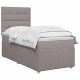 vidaXL Boxspringbed met matras en hoofdeinde, taupe, 90 x 200 cm, stof