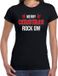Bellatio Decorations Shoppartners Bv Merry Christmas rock on Kerst t-shirt - zwart - dames - Kerstkleding / Kerst outfit XS