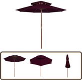 vidaXL Parasol dubbeldekker met houten paal 270 cm bordeauxrood