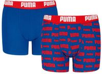 PUMA jongens 2P boxers logo print blauw & rood