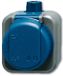 Busch-Jaeger ABB 2CKA002083A0343 Geaard stopcontact IP66 Zwart, Gentiaan-blauw (RAL 5010)