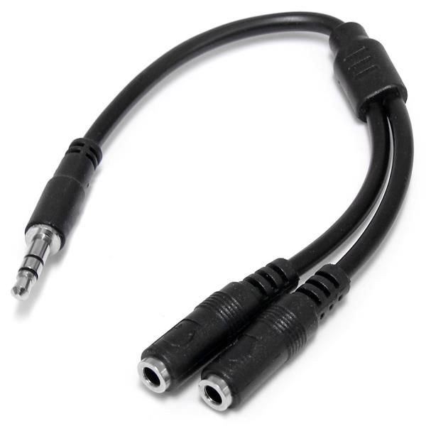 StarTech.com MUY1MFFS Slanke Stereo Splitterkabel Y-adapter 3,5mm Mannelijk naar 2x 3,5mm Vrouwelijk Zwart 0,2m