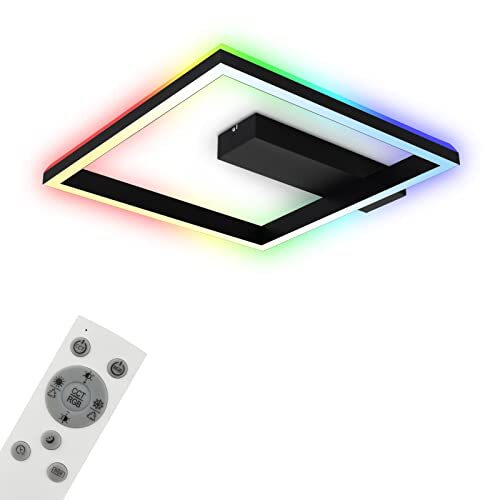 Briloner - Plafondlamp RGB, Achtergrondverlichting plafondlamp LED, dimbaar, instelbare kleurtemperatuur, LED Frame RGB, afstandsbediening, zwart