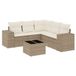 vidaXL 6-delige Loungeset met Kussens, Poly Rattan, Beige