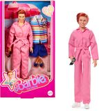 Barbie De film Collector Allan, Michael Cera in de rol van Allan met 2 afneembare film-outfits, een roze overall en een blauwe gestreepte strandset met zonnebril, JBJ42
