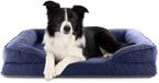 Lumaland Orthopedisch hondenbed van corduroy | Ergonomische hondensofa | 90x65 cm | Blauw | Schuim & Textiel | Middelgrote honden | Wasbare hoes & vulling
