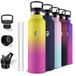 Grsta Thermosfles, 1 liter, BPA-vrij, sportfles met rietje, lekvrij, roestvrijstalen waterfles, houdt 12 uur warm / 24 uur koud, voor camping, yoga