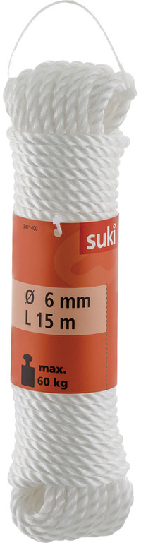 Koord gedraaid Wit 6mm (15m)