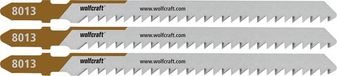 Wolfcraft 3 Decoupeerzaagbladen voor MDF - 65mm Fijne Sneden - HCS-Blad met T-Schacht - Hout - 8013000