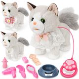 Merkloos Robotkat - Interactief knuffeldier - Met riem - Geluid en beweging - Vanaf 4 jaar
