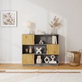 en.casa Boekenkast Verhundar 102x120x30 cm grijs en houtkleurig