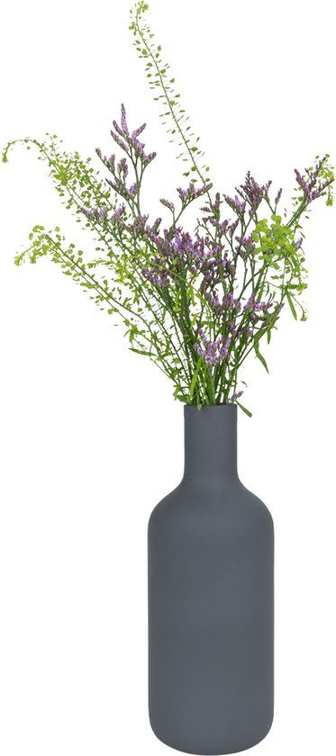 QUVIO Vase - Matte Anthracite - Ceramic - 7x7x20cm - Modern Design