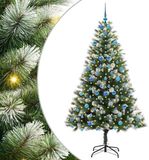 vidaXL Kunstmatige Scharnierende Kerstboom met Gevlokte Sneeuw Warmwit 210 cm