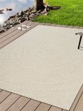 the carpet Kansas – robuust in- & outdoor vloerkleed met natuurlijk cirkelpatroon, weatherproof & UV-bestendig, crème cirkel 80 x 150 cm