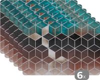 KitchenYeah Placemat Kubus Marmer Goud 6-Pack - 45x30cm - Multicolor