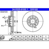 ATE Lot De 2 Disques De Frein 24.0325-0105.1 Audi 4a0 615 301 C 4a0 615 301 D