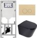 Geberit QeramiQ Dely Toiletset - 36.3x51.7cm - diepspoel - rimless - Geberit UP320 inbouwreservoir - softclose toilet zitting - 35mm - bedieningsplaat beige - ronde knoppen - mat zwart