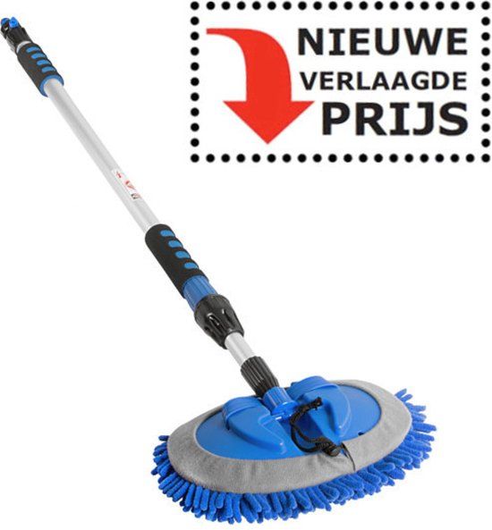 Microvezel Wasborstel Blauw 300cm telescoop