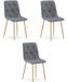 LEOBERT LIBRA Eetkamerstoelen – Set van 3 – Donkergrijs Stof – Houten Poten – Comfortabele Gestoffeerde Zitting – Modern Design – Voor Woonkamer, Keuken en Eetkamer – Max. 110 kg per Stoel