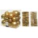 Kerstversiering boules de Noël en plastique 6-8-10 cm avec guirlandes en aluminium doré de 28x pièces - Décoration de sapin de Noël