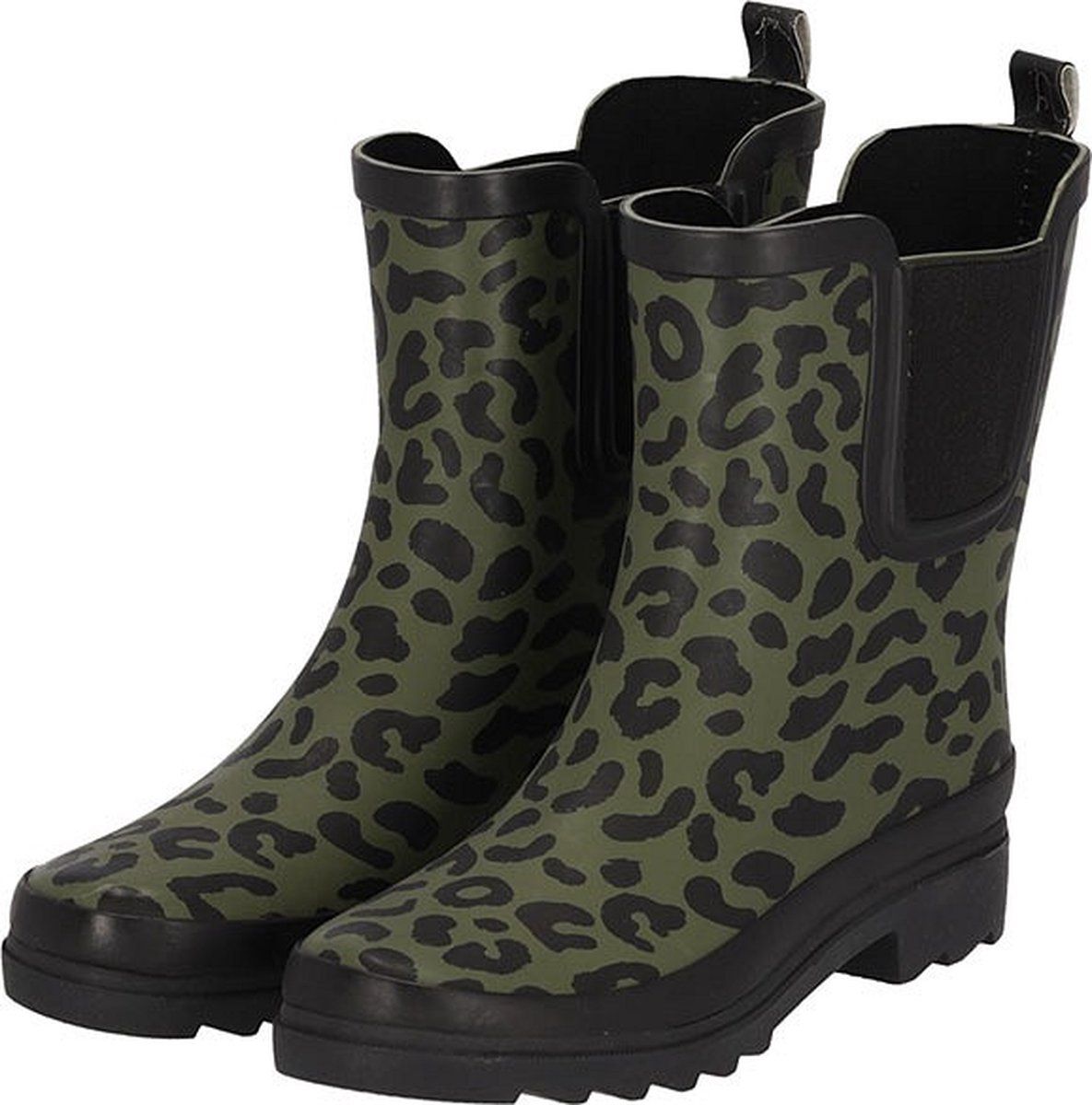 XQ Footwear XQ Regenlaarzen Dames Groen Panterprint Maat 37