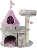 Trixie My Kitty Darling Castle Condo, krabpaal, kattenboom, kattenmeubels, pompon, afneembaar kussen, grijs/roze, L