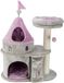 Trixie My Kitty Darling Castle Condo, krabpaal, kattenboom, kattenmeubels, pompon, afneembaar kussen, grijs/roze, L