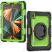 HUEZOE Hoes compatibel met iPad Pro 11 inch, model 2021/2020/2018, volledige behuizing, schokbestendige bescherming, robuuste met draaibare standaard/pennenhouder, geelgroen/zwart