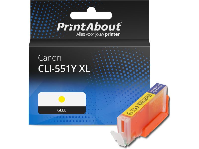 PrintAbout Inktcartridge CLI-551Y XL Geel Hoge capaciteit geschikt voor Canon