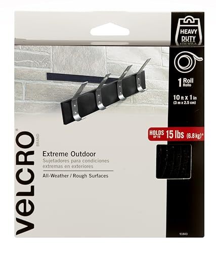 Velcro VELCRO Brand Extreme Heavy Duty tape voor buiten, 3 m x 2,5 cm, houdt 6,8 kg, zwart met lijm, sterke weerbestendige houdkracht - 91843