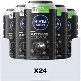 NIVEA Men Shampoo & Douchegel 3in1 Active Clean - 24 x 250 ml - Voordeelverpakking