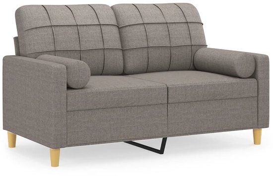 vidaXL Tweezitsbank met sierkussens 120 cm stof taupe