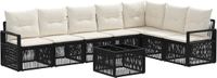 vidaXL Tuinbank - Set - 8-delig - Zwart - Polyrattan