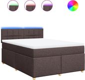 vidaXL Boxspring met matras stof donkerbruin 160x200 cm