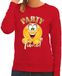 Bellatio Decorations Verkleed sweater dames - party time emoji - rood - themafeesten/carnaval S