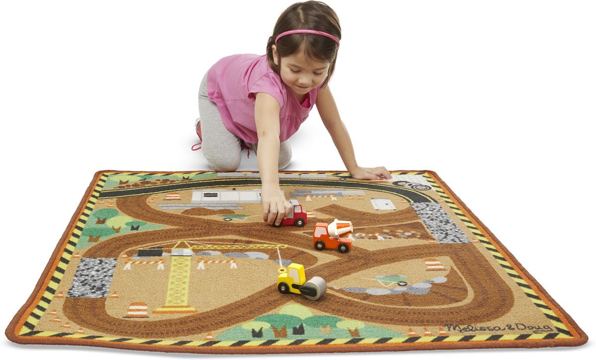 MELISSA & DOUG - Round the Site Construction Truck Rug