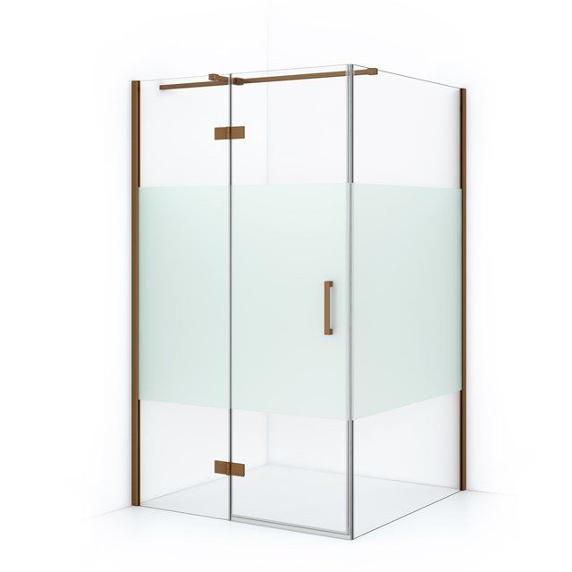 Maxaro Douchecabine Diamond 110x110cm 8mm Helder Veiligheidsglas met Matte Strook Koper