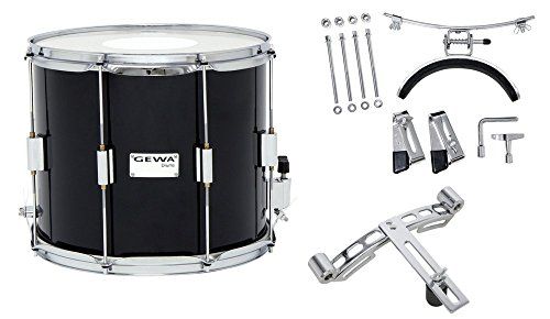 GEWA marsdrum/paradedrum, berken ketel zwart, 14 x 12", 8 spanschroeven, Remo USA vellen, incl. gatenplaat en kniesteun