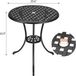 Table de jardin bistro - Table basse d'extérieur en cuir de vachette, 61 cm - Revêtement par poudre - Cadre en métal - Trou de 5 cm pour parasol - Design antique et élégant - Convient pour balcon et jardin
