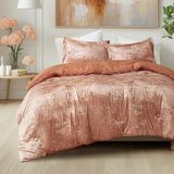 Comfort Spaces Juliette Luxe fluwelen dekbedset: kingsize microvezel, omkeerbaar, het hele jaar, pluizige bedset, sierkussenhoes, oranje (Burnt Orange) 3-delig