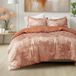 Comfort Spaces Juliette Luxe fluwelen dekbedset: kingsize microvezel, omkeerbaar, het hele jaar, pluizige bedset, sierkussenhoes, oranje (Burnt Orange) 3-delig