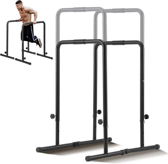VEVOR Dip Bars Dip Stand Station met Verstelbare Hoogte, 200kg Fitness Workout Dip Bar Station, Stabilisator, Parallette Push-Up Stand, Parallelle Staven Krachttraining In Home Gym